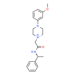 ChemSpider 2D Image | 4-(3-Methoxyphenyl)-1-(2-oxo-2-{[(1R)-1-phenylethyl]amino}ethyl)piperazin-1-ium | C21H28N3O2