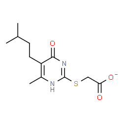 ChemSpider 2D Image | {[6-Methyl-5-(3-methylbutyl)-4-oxo-1,4-dihydro-2-pyrimidinyl]sulfanyl}acetate | C12H17N2O3S
