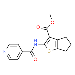 ChemSpider 2D Image | Methyl 2-(isonicotinoylamino)-5,6-dihydro-4H-cyclopenta[b]thiophene-3-carboxylate | C15H14N2O3S