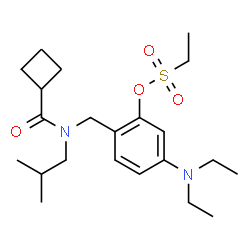ChemSpider 2D Image | 2-{[(Cyclobutylcarbonyl)(isobutyl)amino]methyl}-5-(diethylamino)phenyl ethanesulfonate | C22H36N2O4S