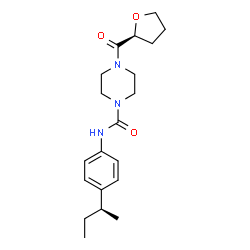 ChemSpider 2D Image | N-{4-[(2S)-2-Butanyl]phenyl}-4-[(2S)-tetrahydro-2-furanylcarbonyl]-1-piperazinecarboxamide | C20H29N3O3