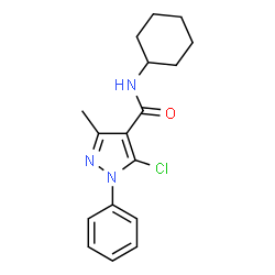 ChemSpider 2D Image | 5-Chloro-N-cyclohexyl-3-methyl-1-phenyl-1H-pyrazole-4-carboxamide | C17H20ClN3O