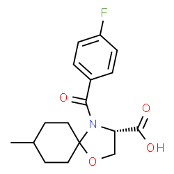 ChemSpider 2D Image | (3S)-4-(4-Fluorobenzoyl)-8-methyl-1-oxa-4-azaspiro[4.5]decane-3-carboxylic acid | C17H20FNO4
