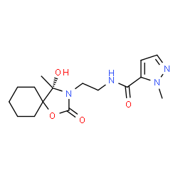 ChemSpider 2D Image | N-{2-[(4S)-4-Hydroxy-4-methyl-2-oxo-1-oxa-3-azaspiro[4.5]dec-3-yl]ethyl}-1-methyl-1H-pyrazole-5-carboxamide | C16H24N4O4
