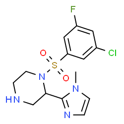 ChemSpider 2D Image | 1-[(3-Chloro-5-fluorophenyl)sulfonyl]-2-(1-methyl-1H-imidazol-2-yl)piperazine | C14H16ClFN4O2S