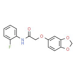 ChemSpider 2D Image | 2-(1,3-Benzodioxol-5-yloxy)-N-(2-fluorophenyl)acetamide | C15H12FNO4