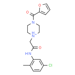 ChemSpider 2D Image | 1-{2-[(5-Chloro-2-methylphenyl)amino]-2-oxoethyl}-4-(2-furoyl)piperazin-1-ium | C18H21ClN3O3