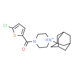 ChemSpider 2D Image | 1-(Adamantan-1-yl)-4-[(5-chloro-2-thienyl)carbonyl]piperazin-1-ium | C19H26ClN2OS