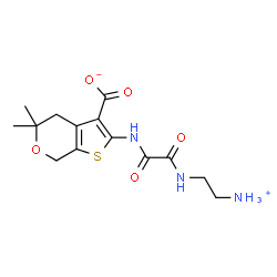 ChemSpider 2D Image | 2-({[(2-Ammonioethyl)amino](oxo)acetyl}amino)-5,5-dimethyl-4,7-dihydro-5H-thieno[2,3-c]pyran-3-carboxylate | C14H19N3O5S