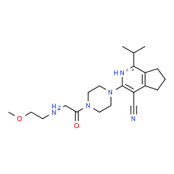 ChemSpider 2D Image | 4-Cyano-1-isopropyl-3-(4-{[(2-methoxyethyl)ammonio]acetyl}-1-piperazinyl)-6,7-dihydro-5H-cyclopenta[c]pyridinium | C21H33N5O2