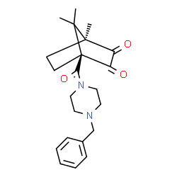 ChemSpider 2D Image | (1S,4S)-1-[(4-Benzyl-1-piperazinyl)carbonyl]-4,7,7-trimethylbicyclo[2.2.1]heptane-2,3-dione | C22H28N2O3