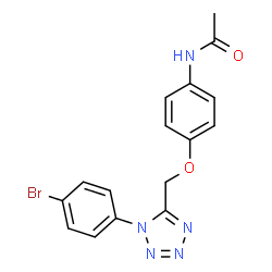ChemSpider 2D Image | N-(4-{[1-(4-Bromophenyl)-1H-tetrazol-5-yl]methoxy}phenyl)acetamide | C16H14BrN5O2