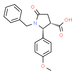 ChemSpider 2D Image | (2R,3S)-1-Benzyl-2-(4-methoxyphenyl)-5-oxo-3-pyrrolidinecarboxylic acid | C19H19NO4