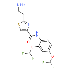 ChemSpider 2D Image | 2-(2-Aminoethyl)-N-[2,4-bis(difluoromethoxy)phenyl]-1,3-thiazole-4-carboxamide | C14H13F4N3O3S