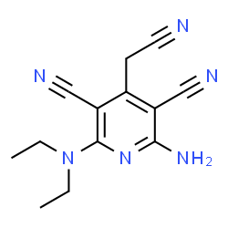 ChemSpider 2D Image | 2-Amino-4-(cyanomethyl)-6-(diethylamino)-3,5-pyridinedicarbonitrile | C13H14N6