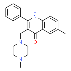 ChemSpider 2D Image | 6-Methyl-3-[(4-methyl-1-piperazinyl)methyl]-2-phenyl-4(1H)-quinolinone | C22H25N3O