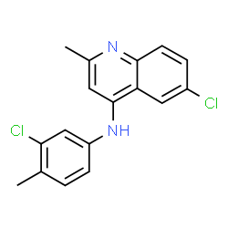 ChemSpider 2D Image | 6-Chloro-N-(3-chloro-4-methylphenyl)-2-methyl-4-quinolinamine | C17H14Cl2N2
