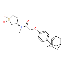 ChemSpider 2D Image | 2-[4-(Adamantan-1-yl)phenoxy]-N-[(3S)-1,1-dioxidotetrahydro-3-thiophenyl]-N-methylacetamide | C23H31NO4S