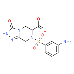 ChemSpider 2D Image | 7-[(3-Aminophenyl)sulfonyl]-3-oxo-2,3,5,6,7,8-hexahydro[1,2,4]triazolo[4,3-a]pyrazine-6-carboxylic acid | C12H13N5O5S