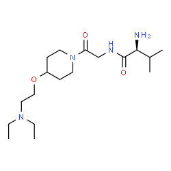 ChemSpider 2D Image | N-(2-{4-[2-(Diethylamino)ethoxy]-1-piperidinyl}-2-oxoethyl)-L-valinamide | C18H36N4O3