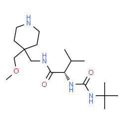 ChemSpider 2D Image | N-{[4-(Methoxymethyl)-4-piperidinyl]methyl}-N~2~-[(2-methyl-2-propanyl)carbamoyl]-L-valinamide | C18H36N4O3