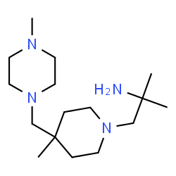 ChemSpider 2D Image | 2-Methyl-1-{4-methyl-4-[(4-methyl-1-piperazinyl)methyl]-1-piperidinyl}-2-propanamine | C16H34N4