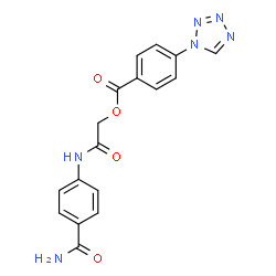 ChemSpider 2D Image | 2-[(4-Carbamoylphenyl)amino]-2-oxoethyl 4-(1H-tetrazol-1-yl)benzoate | C17H14N6O4