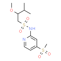 ChemSpider 2D Image | 2-Methoxy-3-methyl-N-[4-(methylsulfonyl)-2-pyridinyl]-1-butanesulfonamide | C12H20N2O5S2
