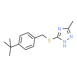 ChemSpider 2D Image | 5-[(4-tert-Butylbenzyl)sulfanyl]-3-methyl-1H-1,2,4-triazole | C14H19N3S
