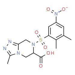 ChemSpider 2D Image | 7-[(2,3-Dimethyl-5-nitrophenyl)sulfonyl]-3-methyl-5,6,7,8-tetrahydro[1,2,4]triazolo[4,3-a]pyrazine-6-carboxylic acid | C15H17N5O6S