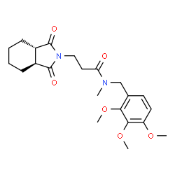 ChemSpider 2D Image | 3-[(3aS,7aS)-1,3-Dioxooctahydro-2H-isoindol-2-yl]-N-methyl-N-(2,3,4-trimethoxybenzyl)propanamide | C22H30N2O6