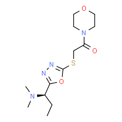 ChemSpider 2D Image | 2-({5-[(1R)-1-(Dimethylamino)propyl]-1,3,4-oxadiazol-2-yl}sulfanyl)-1-(4-morpholinyl)ethanone | C13H22N4O3S
