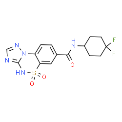 ChemSpider 2D Image | N-(4,4-Difluorocyclohexyl)-4H-[1,2,4]triazolo[5,1-c][1,2,4]benzothiadiazine-7-carboxamide 5,5-dioxide | C15H15F2N5O3S
