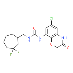 ChemSpider 2D Image | 1-(6-Chloro-3-oxo-3,4-dihydro-2H-1,4-benzoxazin-8-yl)-3-[(3,3-difluorocycloheptyl)methyl]urea | C17H20ClF2N3O3