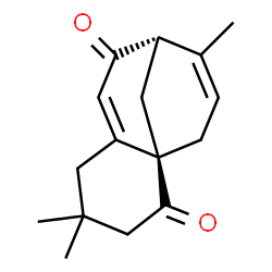 ChemSpider 2D Image | (1R,9S)-4,4,10-Trimethyltricyclo[7.3.1.0~1,6~]trideca-6,10-diene-2,8-dione | C16H20O2