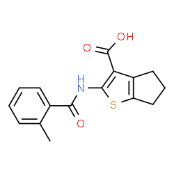 ChemSpider 2D Image | 2-[(2-Methylbenzoyl)amino]-5,6-dihydro-4H-cyclopenta[b]thiophene-3-carboxylic acid | C16H15NO3S