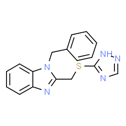 ChemSpider 2D Image | 1-Benzyl-2-[(1H-1,2,4-triazol-3-ylsulfanyl)methyl]-1H-benzimidazole | C17H15N5S