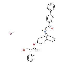 ChemSpider 2D Image | 8-[2-(4-Biphenylyl)-2-oxoethyl]-3-[(3-hydroxy-2-phenylpropanoyl)oxy]-8-methyl-8-azoniabicyclo[3.2.1]octane bromide | C31H34BrNO4