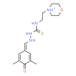 ChemSpider 2D Image | 4-{2-[({2-[(3,5-Dimethyl-4-oxo-2,5-cyclohexadien-1-ylidene)methyl]hydrazino}carbonothioyl)amino]ethyl}morpholin-4-ium | C16H25N4O2S