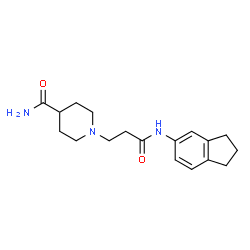 ChemSpider 2D Image | 1-[3-(2,3-Dihydro-1H-inden-5-ylamino)-3-oxopropyl]-4-piperidinecarboxamide | C18H25N3O2