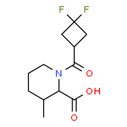 ChemSpider 2D Image | 1-[(3,3-Difluorocyclobutyl)carbonyl]-3-methyl-2-piperidinecarboxylic acid | C12H17F2NO3