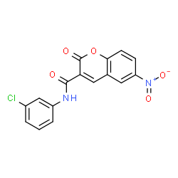 ChemSpider 2D Image | N-(3-Chlorophenyl)-6-nitro-2-oxo-2H-chromene-3-carboxamide | C16H9ClN2O5