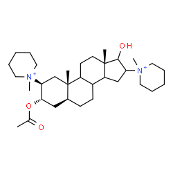 ChemSpider 2D Image | (2beta,3alpha,5alpha,8xi,9xi,14xi)-3-Acetoxy-17-hydroxy-2,16-bis(1-methyl-1-piperidiniumyl)androstane | C33H58N2O3