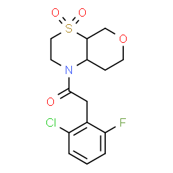 ChemSpider 2D Image | 2-(2-Chloro-6-fluorophenyl)-1-(4,4-dioxidohexahydropyrano[3,4-b][1,4]thiazin-1(5H)-yl)ethanone | C15H17ClFNO4S