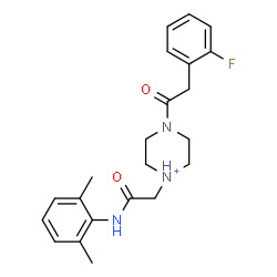 ChemSpider 2D Image | 1-{2-[(2,6-Dimethylphenyl)amino]-2-oxoethyl}-4-[(2-fluorophenyl)acetyl]piperazin-1-ium | C22H27FN3O2