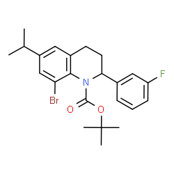 ChemSpider 2D Image | 2-Methyl-2-propanyl 8-bromo-2-(3-fluorophenyl)-6-isopropyl-3,4-dihydro-1(2H)-quinolinecarboxylate | C23H27BrFNO2