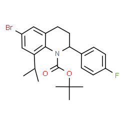 ChemSpider 2D Image | 2-Methyl-2-propanyl 6-bromo-2-(4-fluorophenyl)-8-isopropyl-3,4-dihydro-1(2H)-quinolinecarboxylate | C23H27BrFNO2