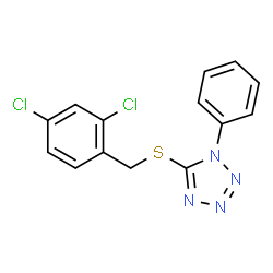 ChemSpider 2D Image | 5-(2,4-Dichloro-benzylsulfanyl)-1-phenyl-1H-tetrazole | C14H10Cl2N4S