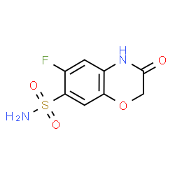 ChemSpider 2D Image | 6-Fluoro-3-oxo-3,4-dihydro-2H-1,4-benzoxazine-7-sulfonamide | C8H7FN2O4S