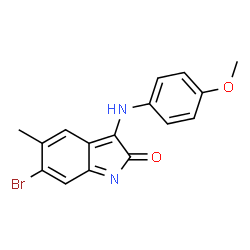 ChemSpider 2D Image | 6-Bromo-3-[(4-methoxyphenyl)amino]-5-methyl-2H-indol-2-one | C16H13BrN2O2